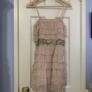 Dusty pink mini dress with sequin waist details